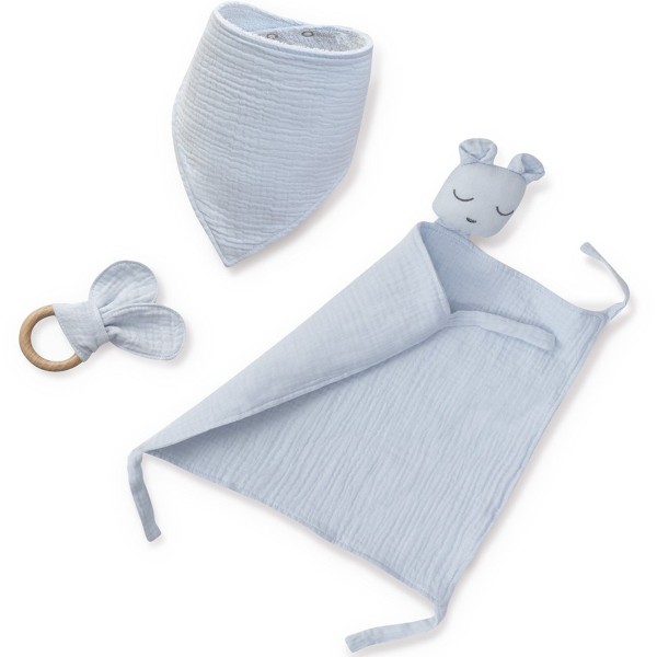 PACK REGALO TRES PIEZAS BAMBU. INTERBABY AZUL